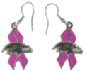 [Ravens Pink Ribbon Earrings]