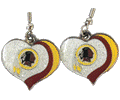 [Washington Redskins Heart J-Hook Earrings]